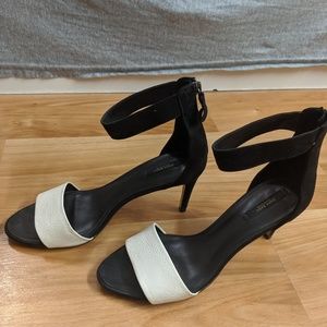 Zara Basic Two Toned Black and White Strap Heels